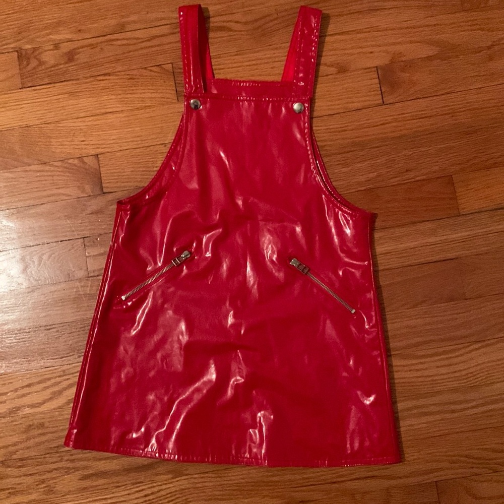 American girl Red Vinyl Jumper Outfit size small.